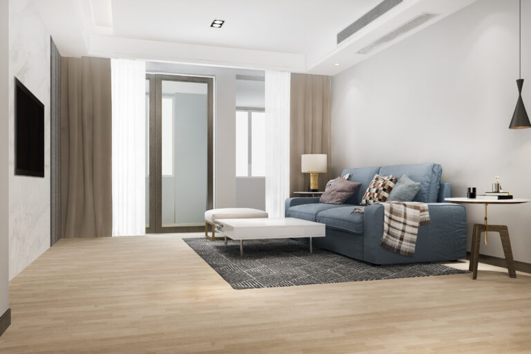 SPC Flooring: 7 Best Ways to Achieve Waterproof Floors (Proven Guide) 4 3d rendering luxury modern living room with leather sofa lamp TheHomeQuality