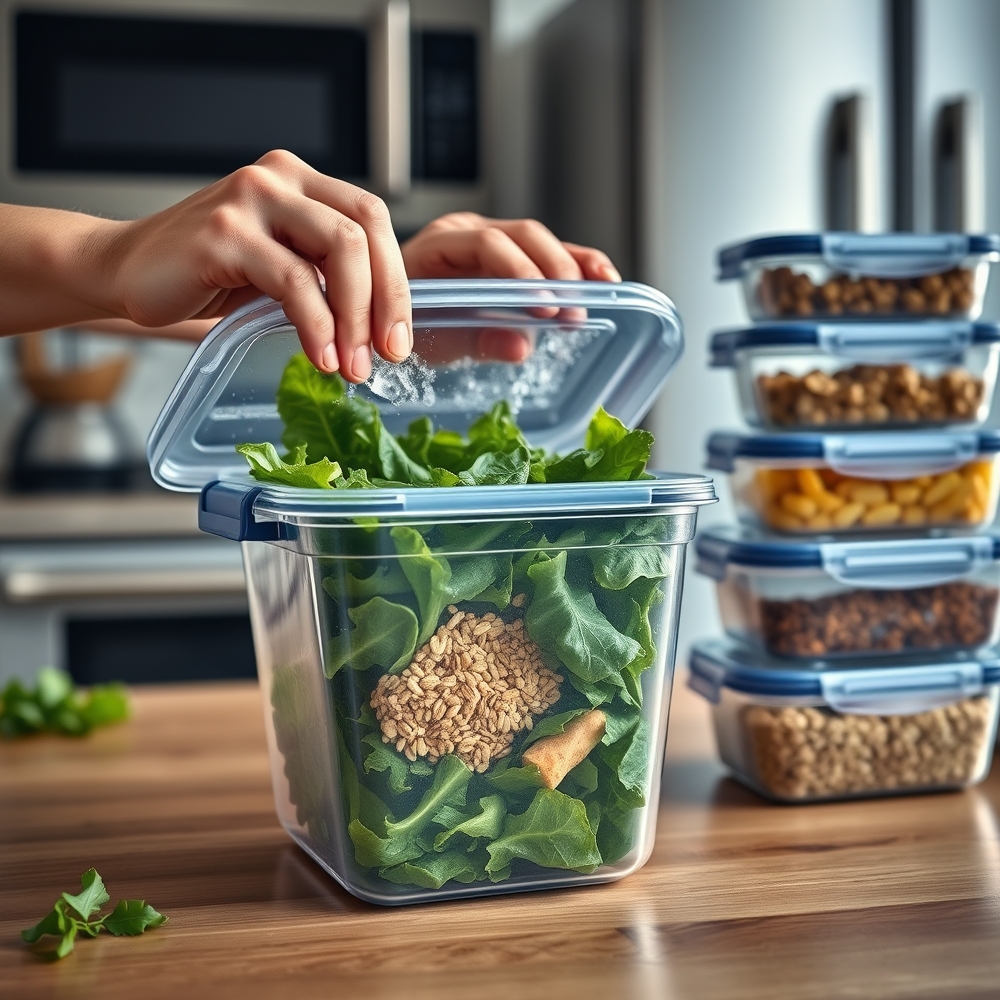 food container in action