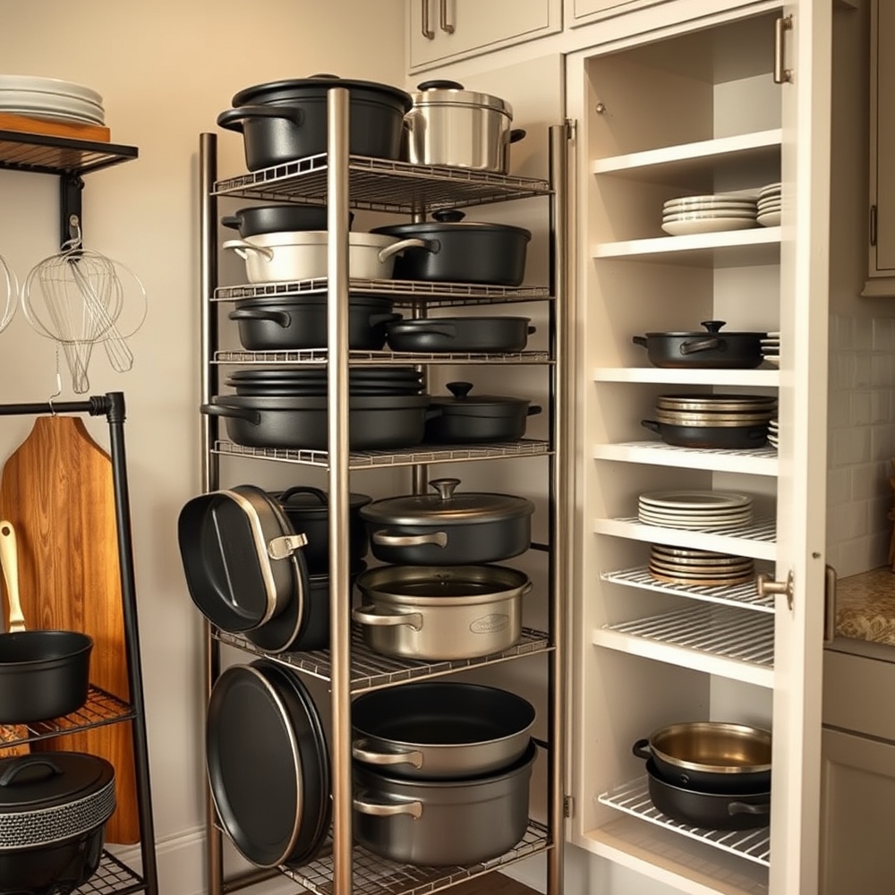 cookware organizer in action