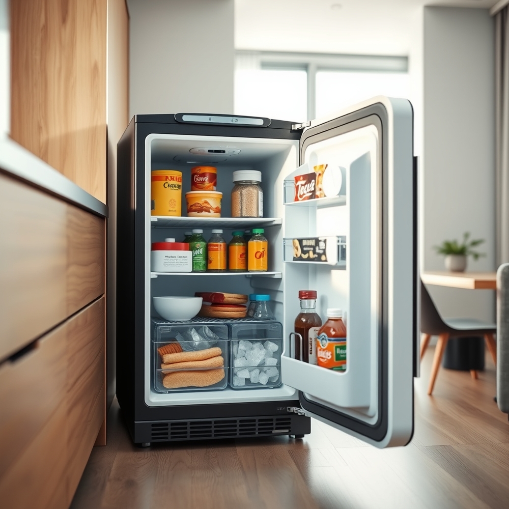 mini fridge in action