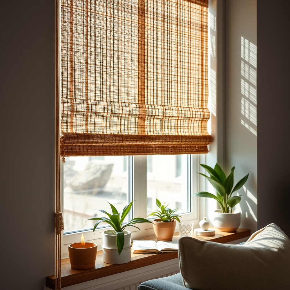 bamboo blinds in action