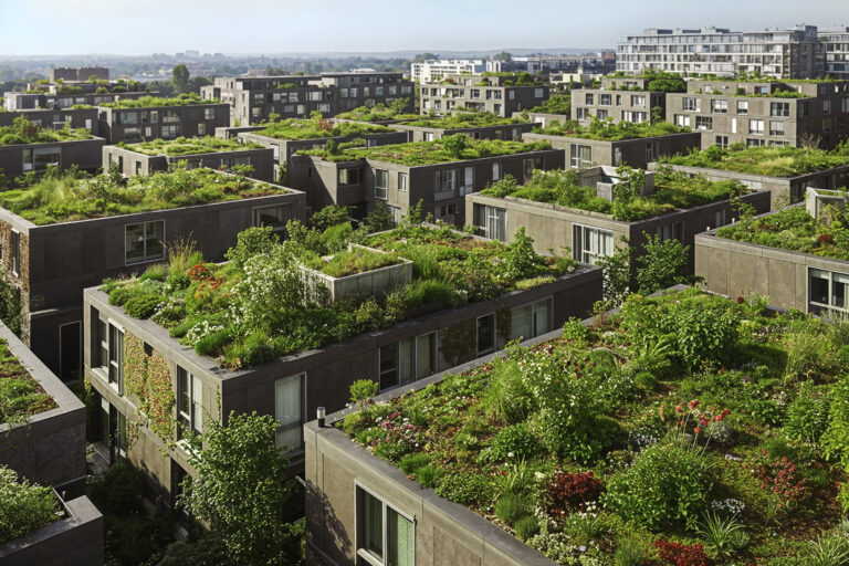 green roof buildings urban landscape TheHomeQuality