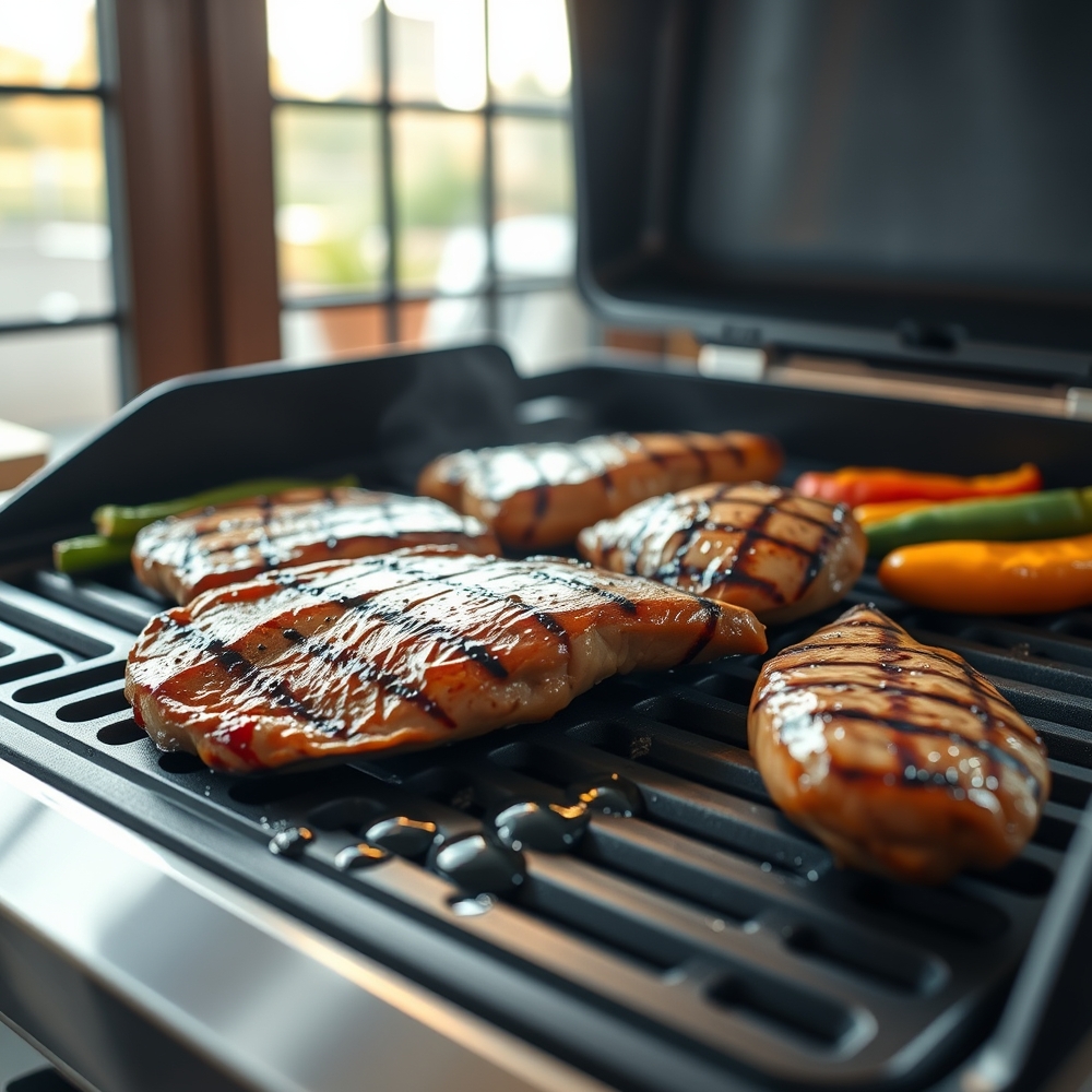 electric grill in action