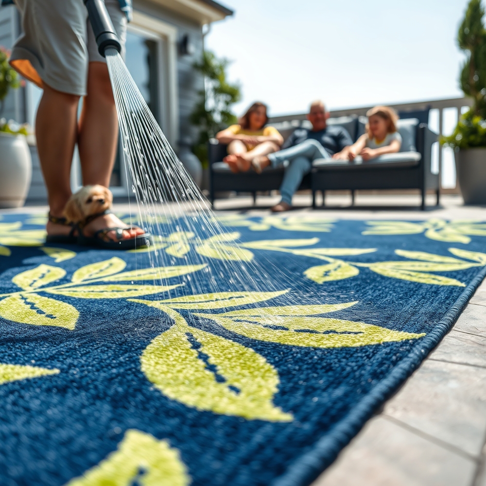 outdoor rug in action