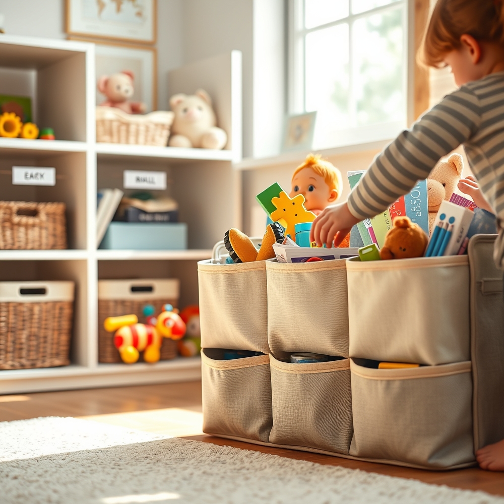 toy organizer in action