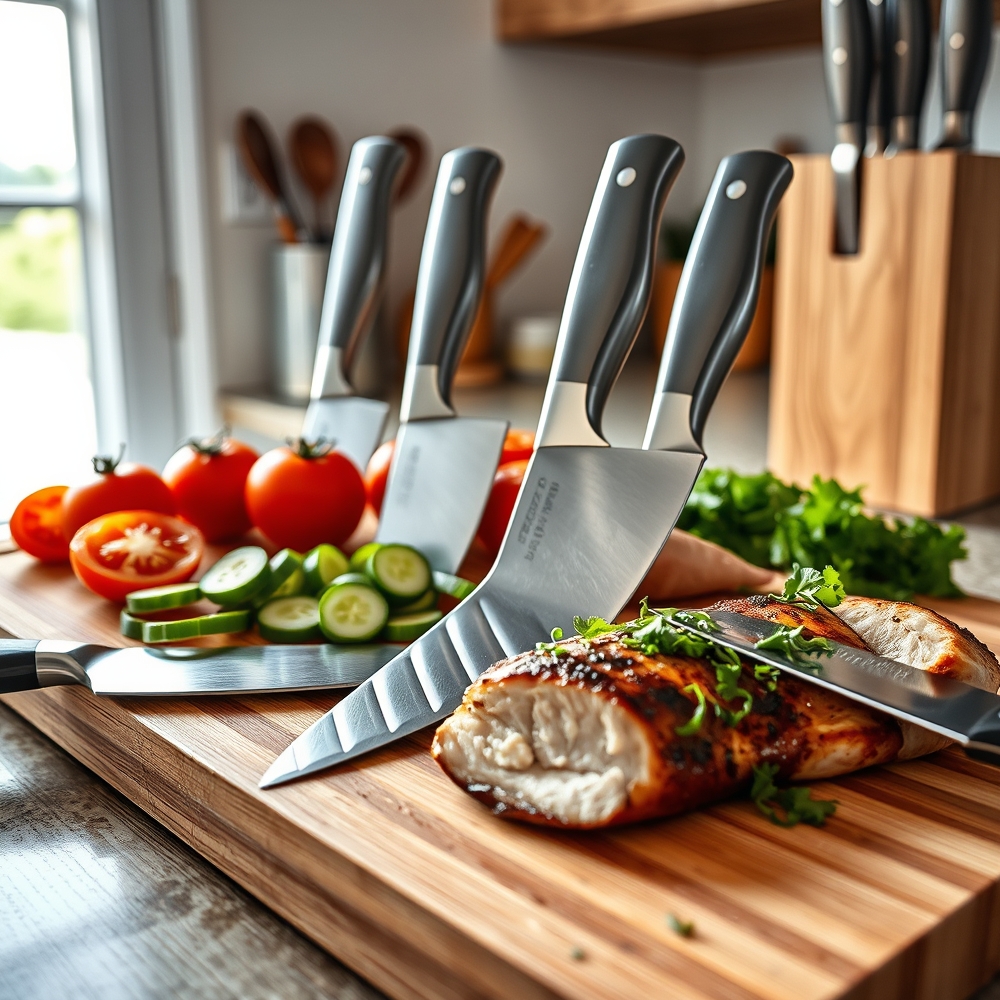 knife set in action