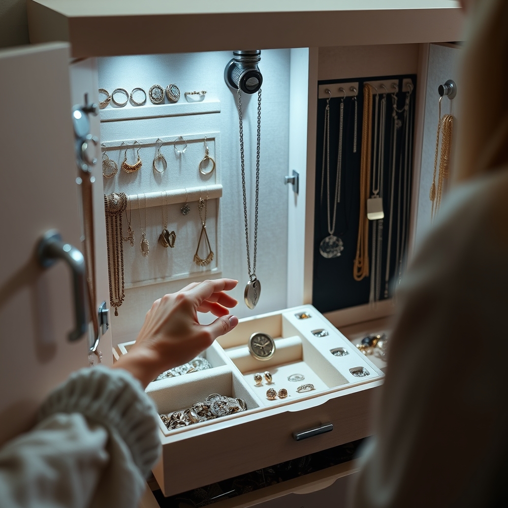 jewelry armoire in action