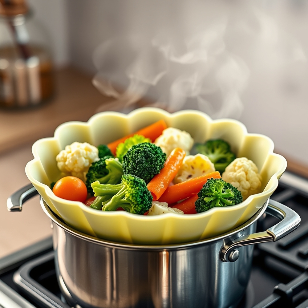 steamer basket in action