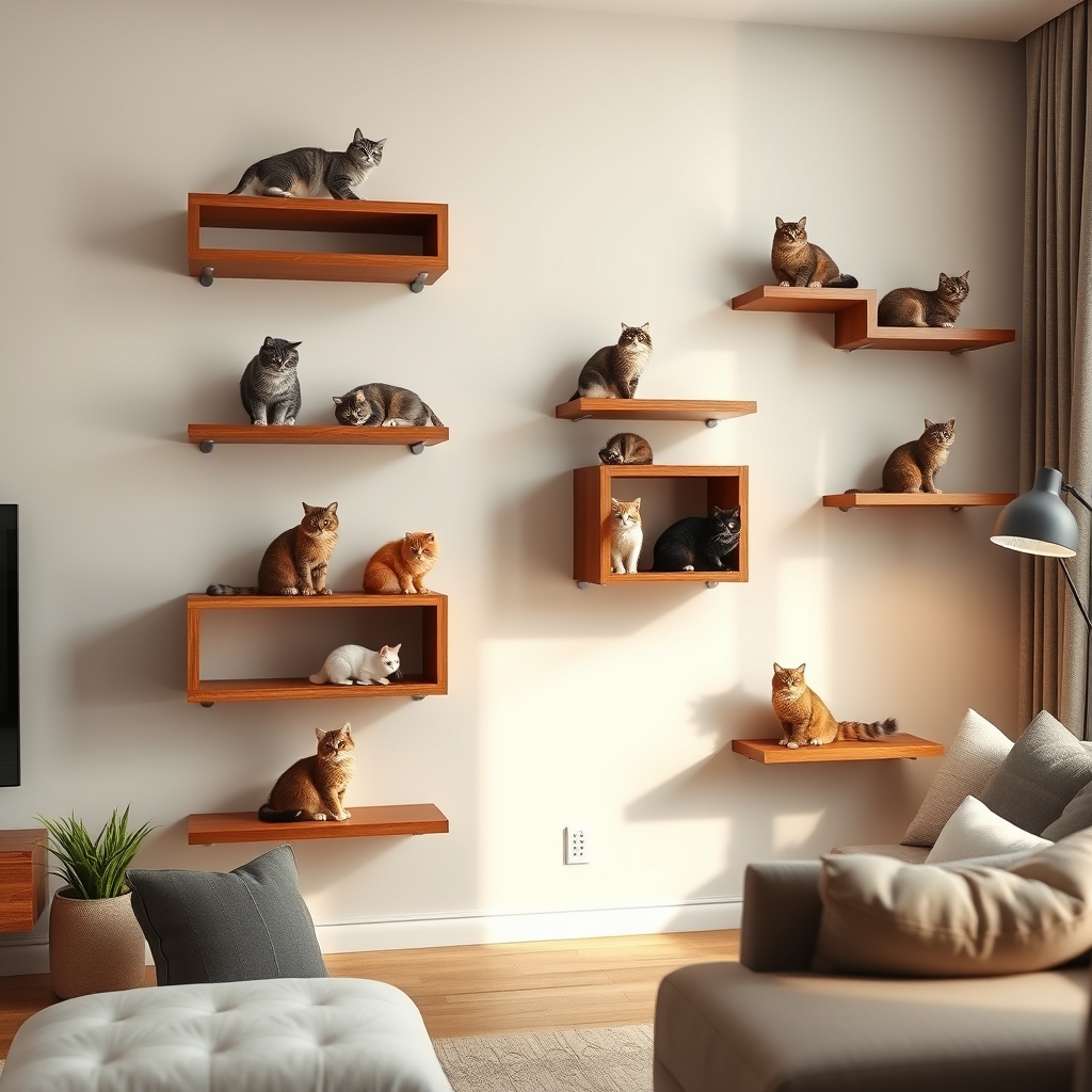 cat wall shelves mounted - Illustration 1