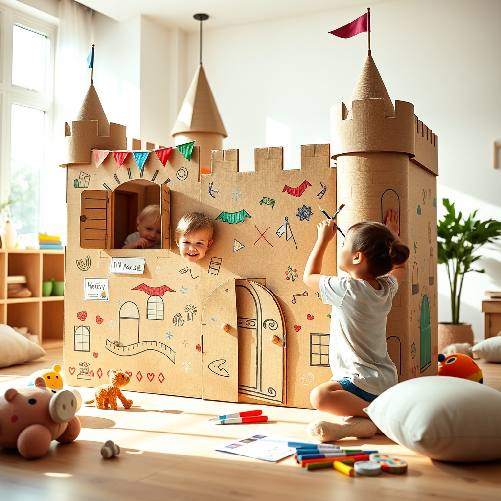 cardboard castle in action