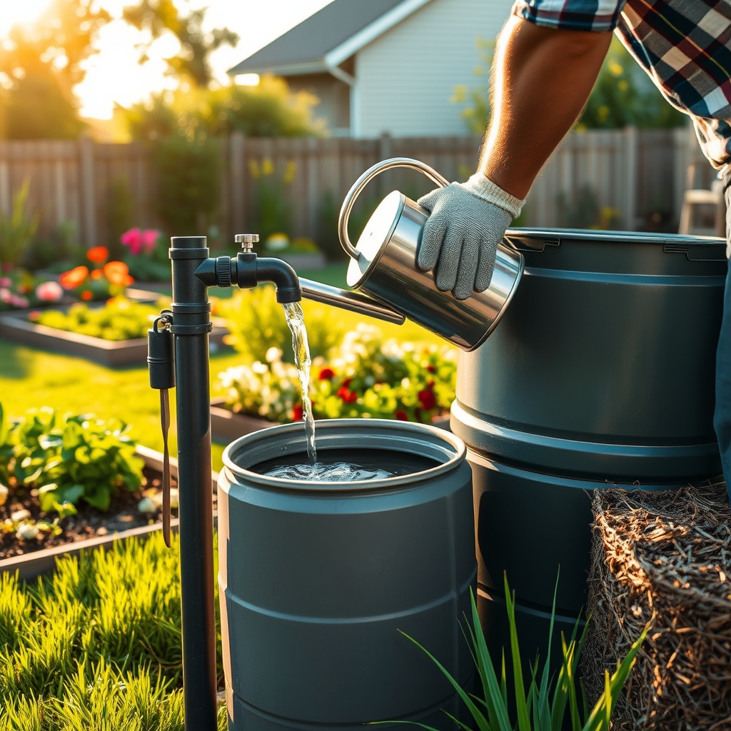 rain barrel in action