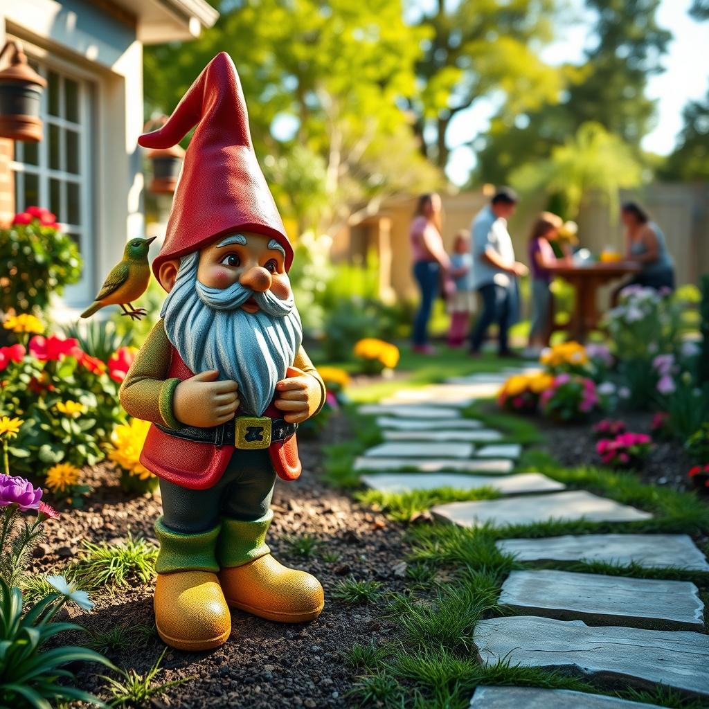 garden gnome in action